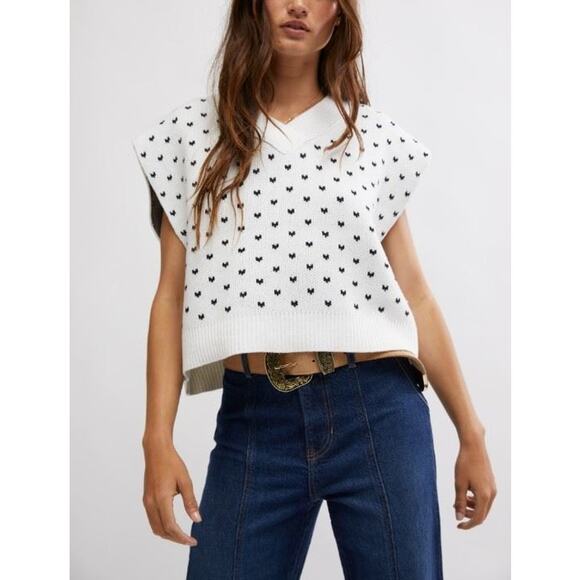 Free People Sweaters - NWT Free People Easy Street Sweater Vest Ivory Knit Sleeveless Cropped Size XS